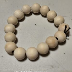 Large Round Natural Wood Beaded Stretchy Bracelet Handmade
